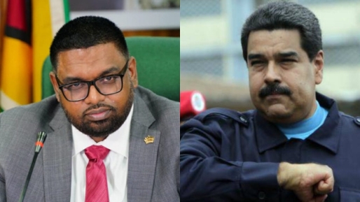 Guyana President Dr. Mohamed Irfaan Ali [left] and Venezuela President Nicolas Maduro.