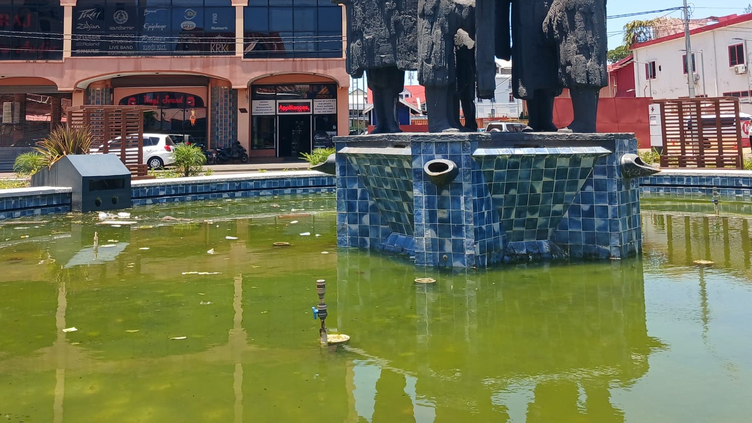 De fontein voor de schoonmaakbeurt. Foto: dc Bhola