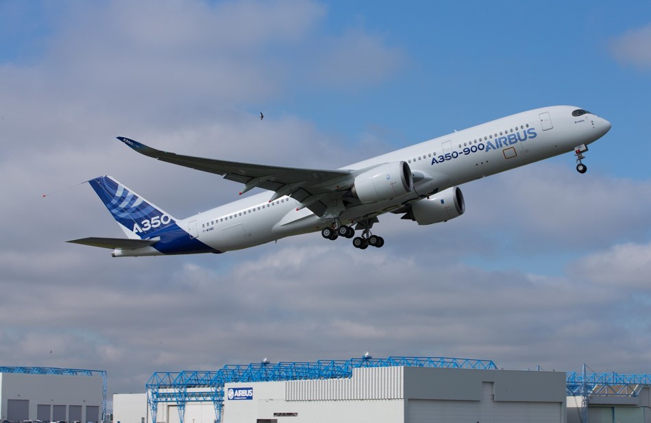 De eerste A350 gaat de lucht in. Foto: Airbus