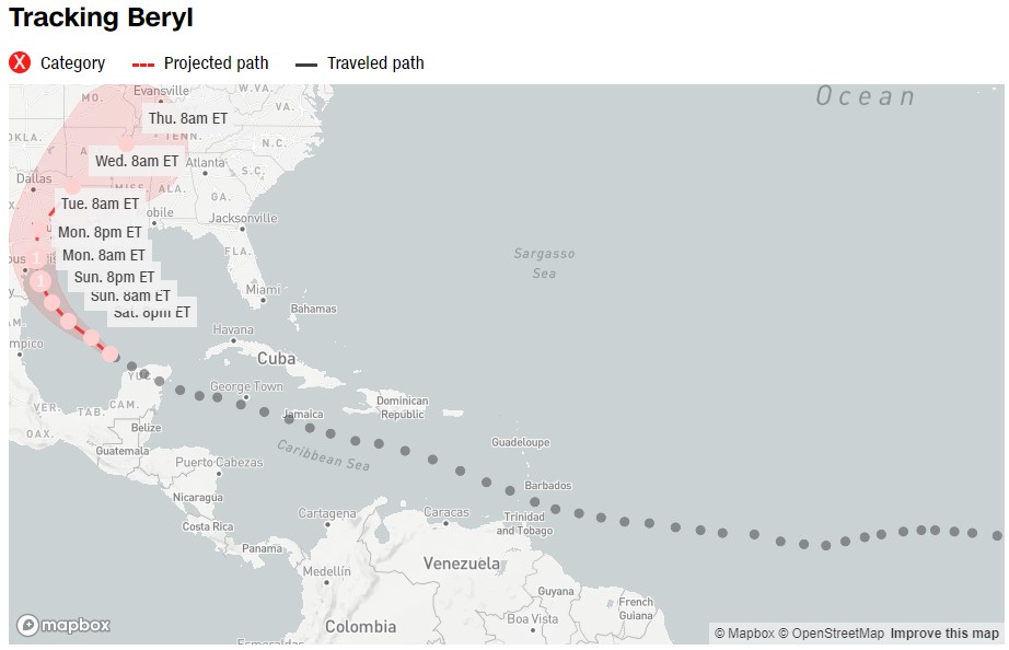 Tracking Beryl