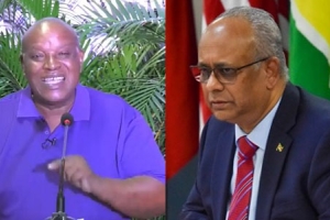 NDP-woordvoerder Ricardo Panka en Bibis-minister Albert Ramdin