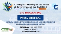 Embedded thumbnail for SEC-GEN UNITED NATIONS,MR.ANTONIO GUTTERRES AND H.E. PRESIDENT CHANDRIKAPERSAD SANTOKHI 2-7-2022