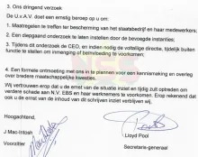 UvAV herhaalt zorgen bij president over ontwikkelingen bij NV EBS