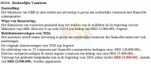 GBB moet SRD 128 miljoen betalen aan vonnissen, slechts SRD 32 miljoen op begroting 