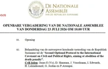 DNA behandelt toetreding Suriname tot VN-protocol tegen de doodstraf