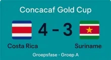 Costa Rica wint nipt van Suriname in doelpuntrijke strijd