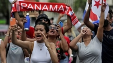 Demonstrators walk to the residence of president Laurentino Cortizo in Panama City, Panama, on July 14 2022 © Bienvenido Velasco/EPA/Shutterstock