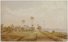 De plantages Nijd en Spijt en Alkmaar aan de rivier Commewijne in het noorden van Suriname, ca. 1860.Beeld Hollandse Hoogte / Koninklijk Instituut voor de Tropen