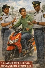 15-jarige met, illegaal opgevoerde bromfiets bij verkeerscontrole aangehouden. 