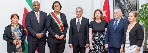 Zes ambassadeurs  bieden geloofsbrieven aan president Simons aan