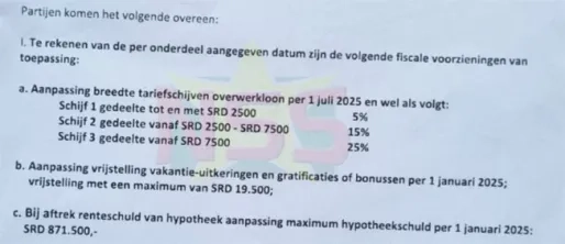 Regering en Ravaksur akkoord over belastingvoorzieningen