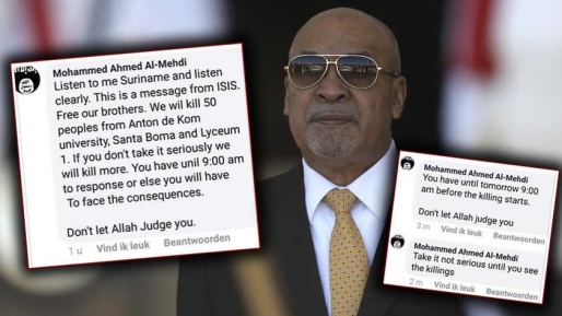 Bouterse organiseerde een spoedbijeenkomst vanwege de dreigposts.Ⓒ ANP, FACEBOOK | DE TELEGRAAF