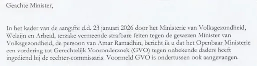 GVO tegen daders na strafklacht tegen ex-minister Ramadhin om verdwenen goederen