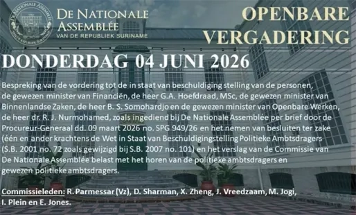 DNA vergadert openbaar over vorderingen pg tegen drie voormalige ministers