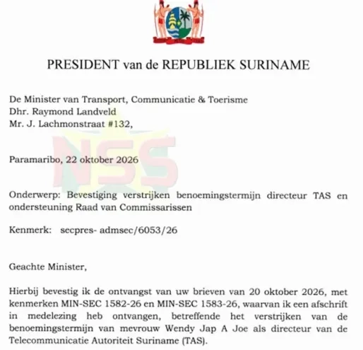 President bevestigt schriftelijk: benoeming TAS-directeur van rechtswege verstreken