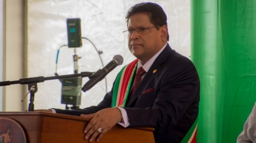 President Santokhi na zijn inauguratie op 16 juli 2020. Foto: CDS