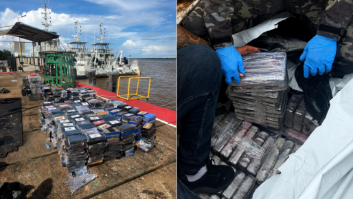 JIT onderschept boot met circa 1.600 kilo drugs op Surinamerivier; negen verdachten aangehouden
