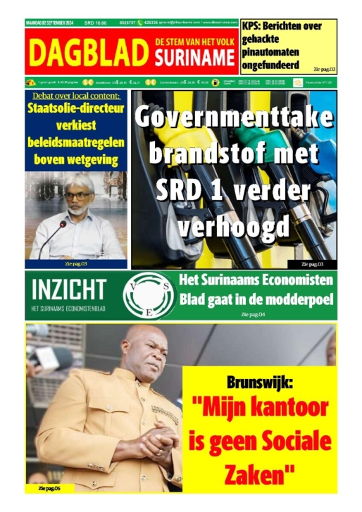 Dagblad Suriname Dinsdag 2 Januari 2024 Suriname Nieuws Centrale   FRONT Page 001 1 